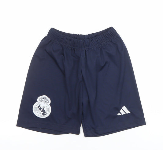 Adidas Boys Blue Athletic Football Shorts Size 152 Real Madrid