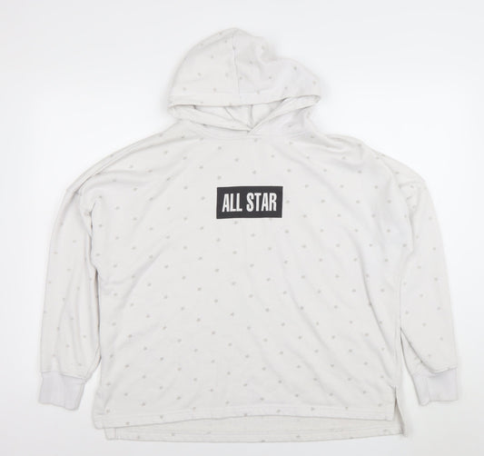 Converse Women White Star Print Pullover Hoodie Size L