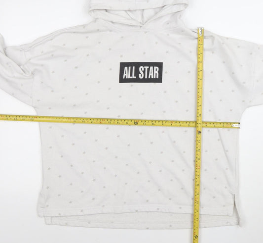 Converse Women White Star Print Pullover Hoodie Size L