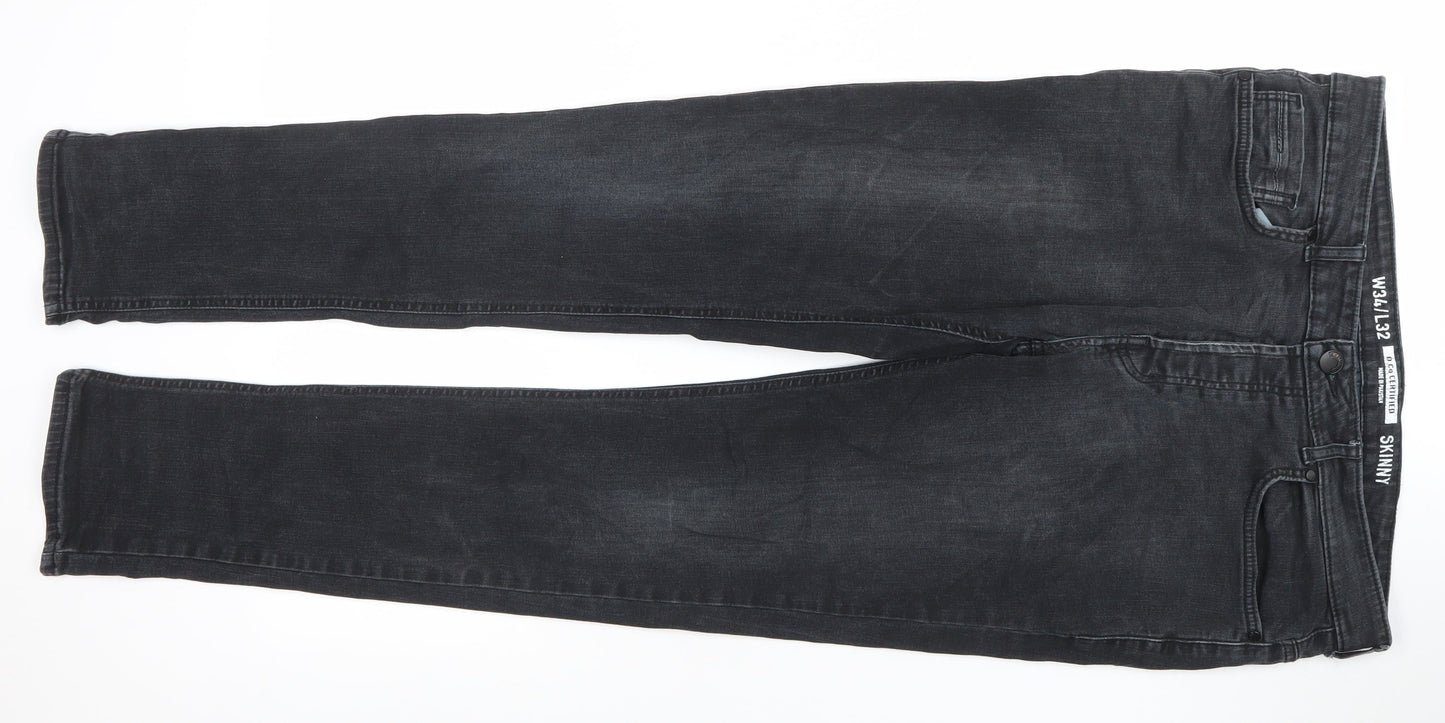 D.Co Certified Men's Black Skinny Denim Jeans W34 L32