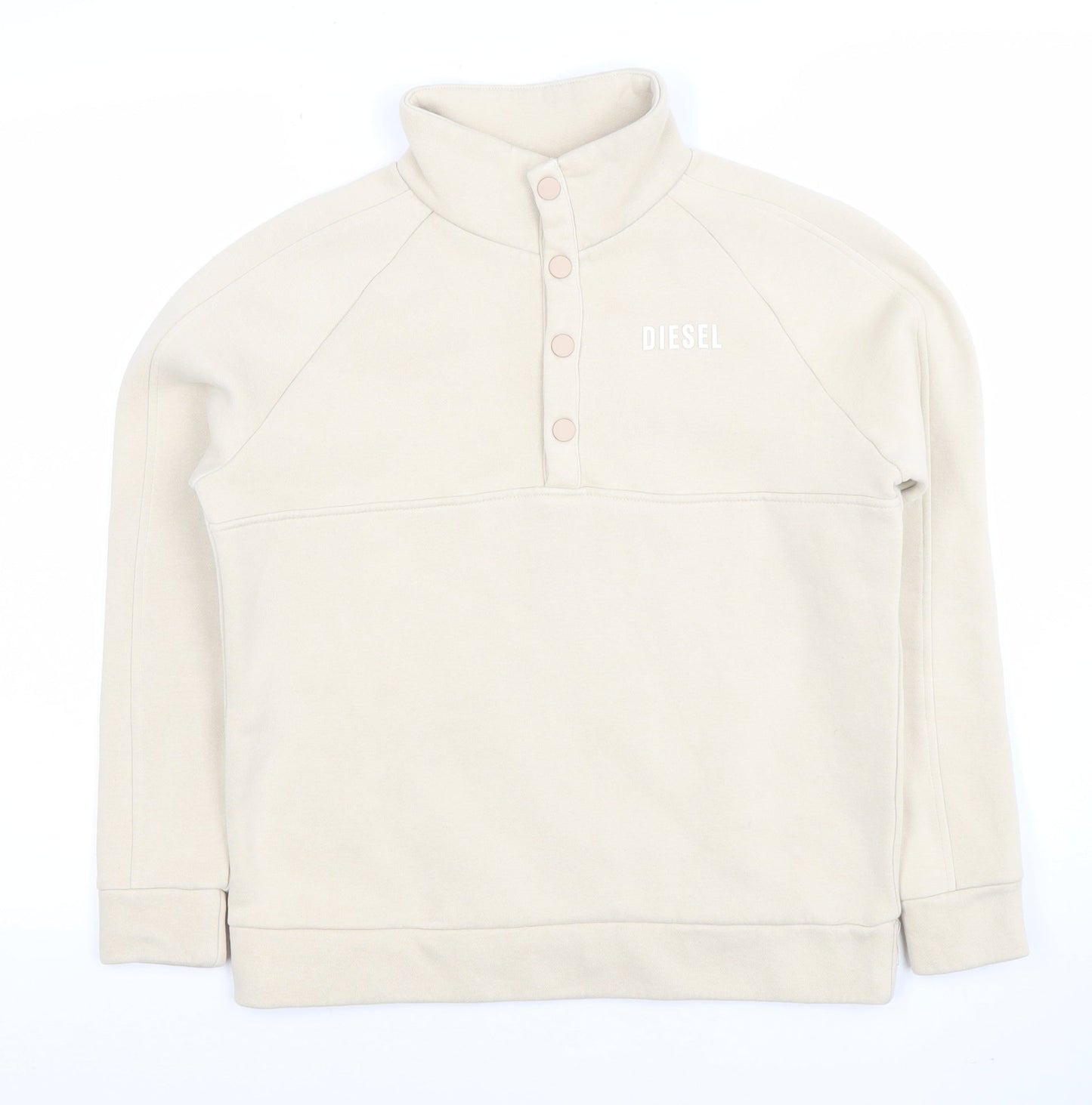 Diesel Women Beige XS Henley Sweatshirt Cotton Blend Pull Over