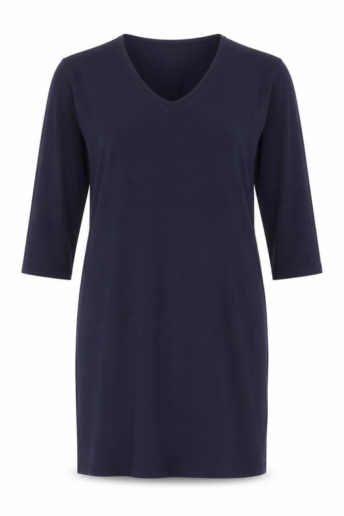 Masai Women Navy Blue M Shift Dress 3/4 Sleeve Viscose Blend