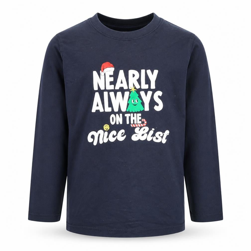 Dunnes Boys Blue Christmas Long Sleeve Cotton T-Shirt 8-9 Years