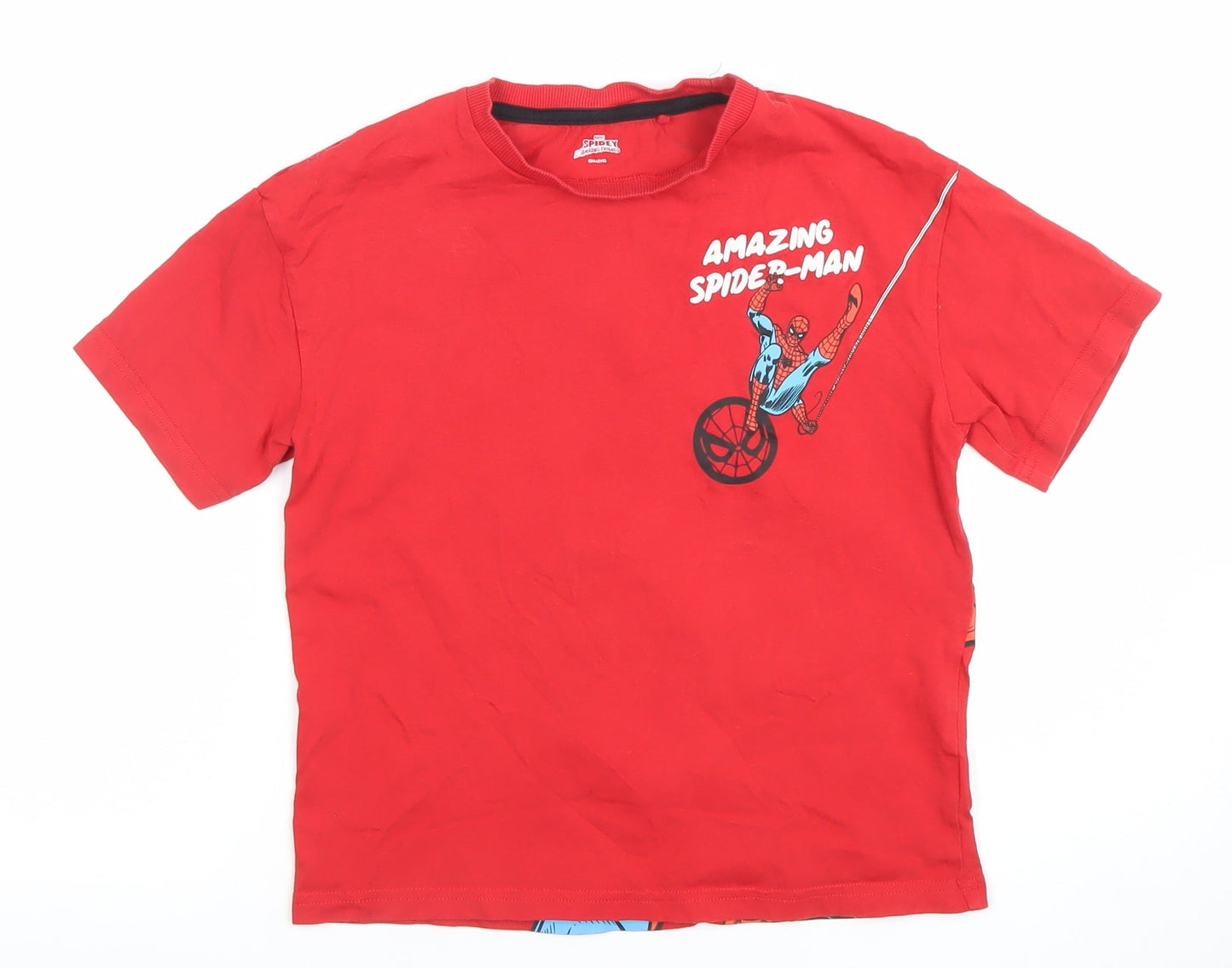 Marvel Boys Red Spider-Man Graphic Print Short Sleeve Cotton T-Shirt 7-8 Years