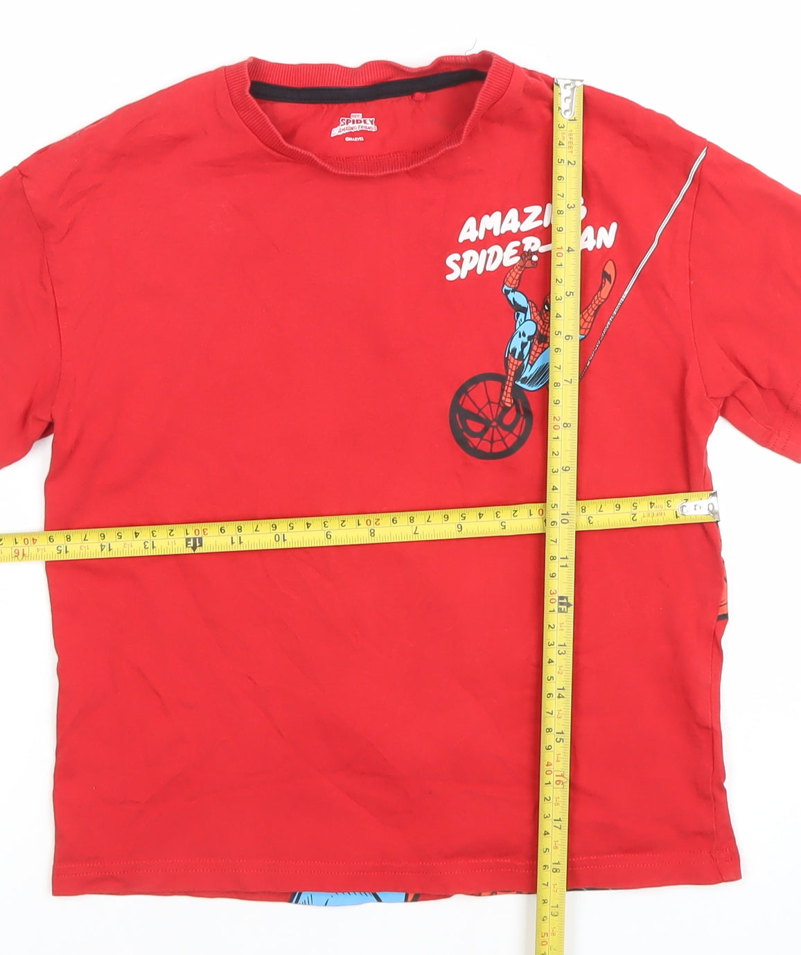 Marvel Boys Red Spider-Man Graphic Print Short Sleeve Cotton T-Shirt 7-8 Years