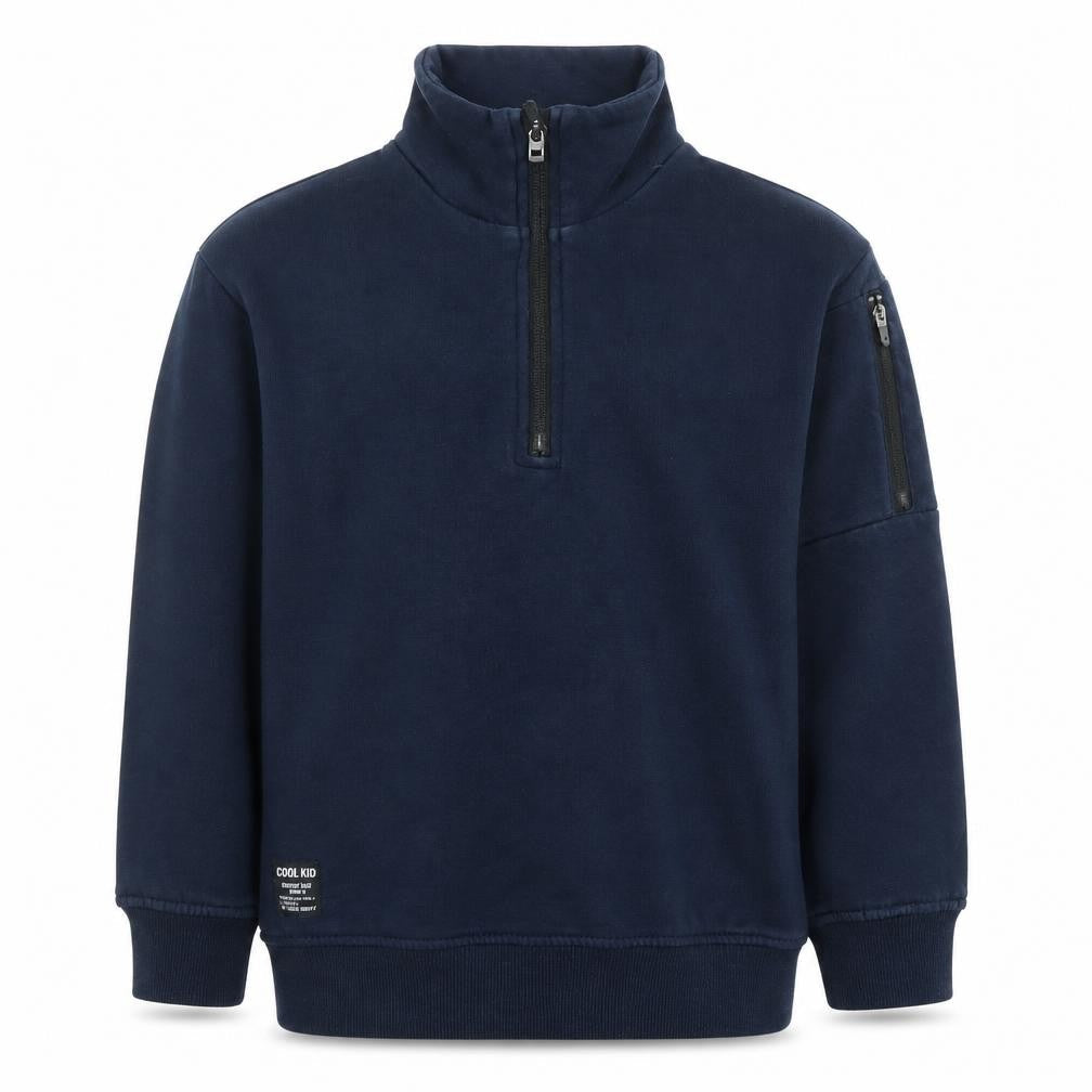 NEXT Boys Navy 6-7 Years 1/4 Zip Sweatshirt Cotton Blend Pullover