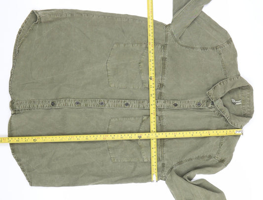 Sweatwater Plus Womens Green Cotton Button-Up Shirt M