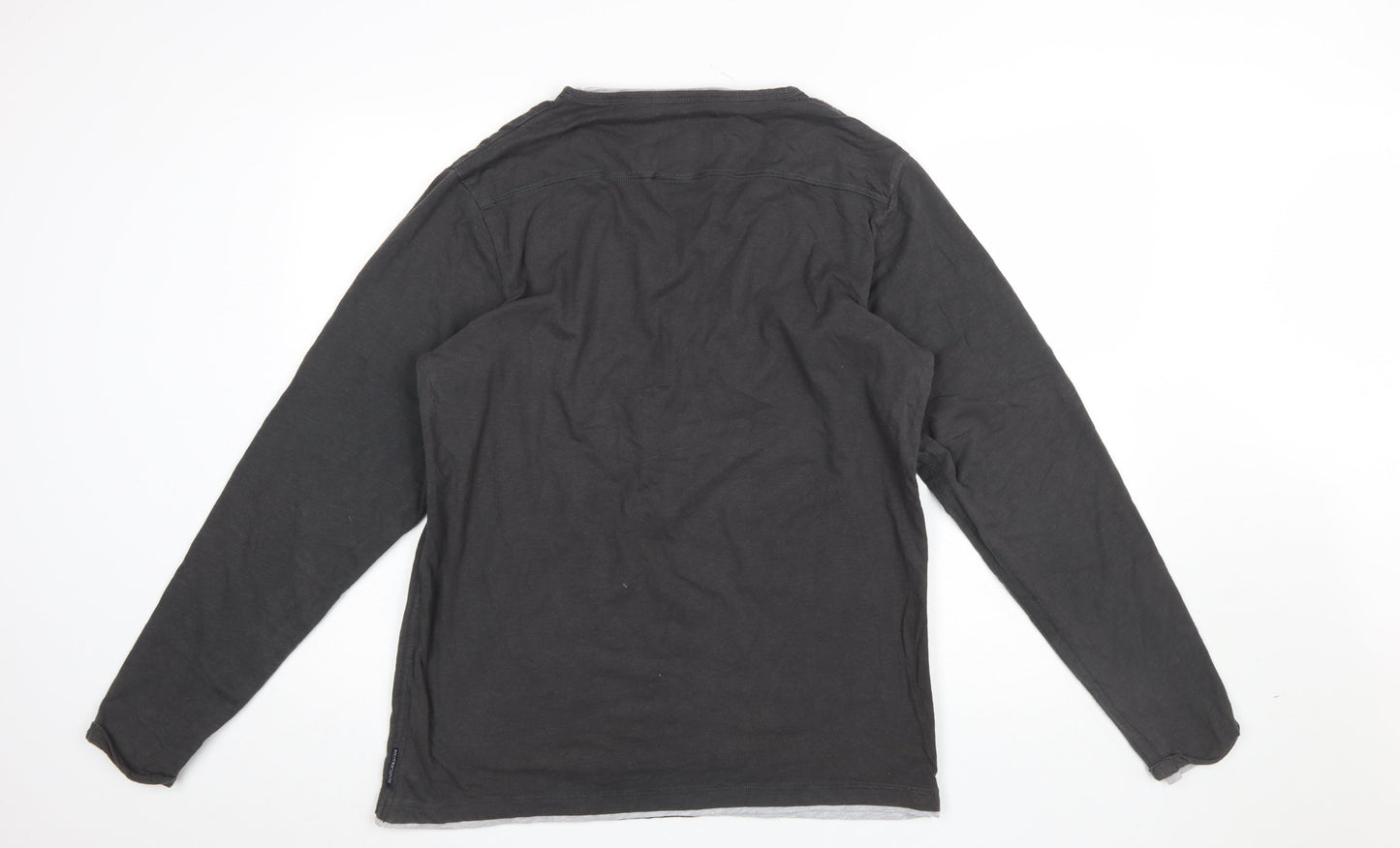 Scotch & Soda Men's Black XL Henley Long Sleeve Cotton T-Shirt