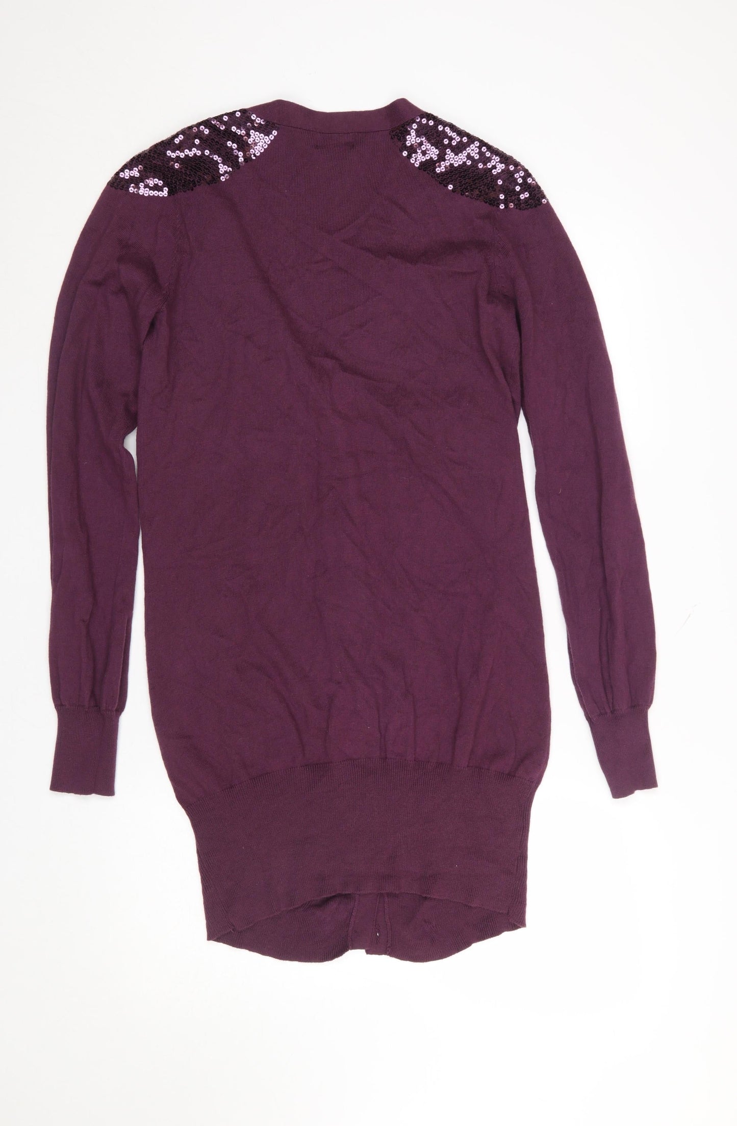 Long Tall Sally Women’s Purple Sequin Shoulder Tall Cardigan Size S
