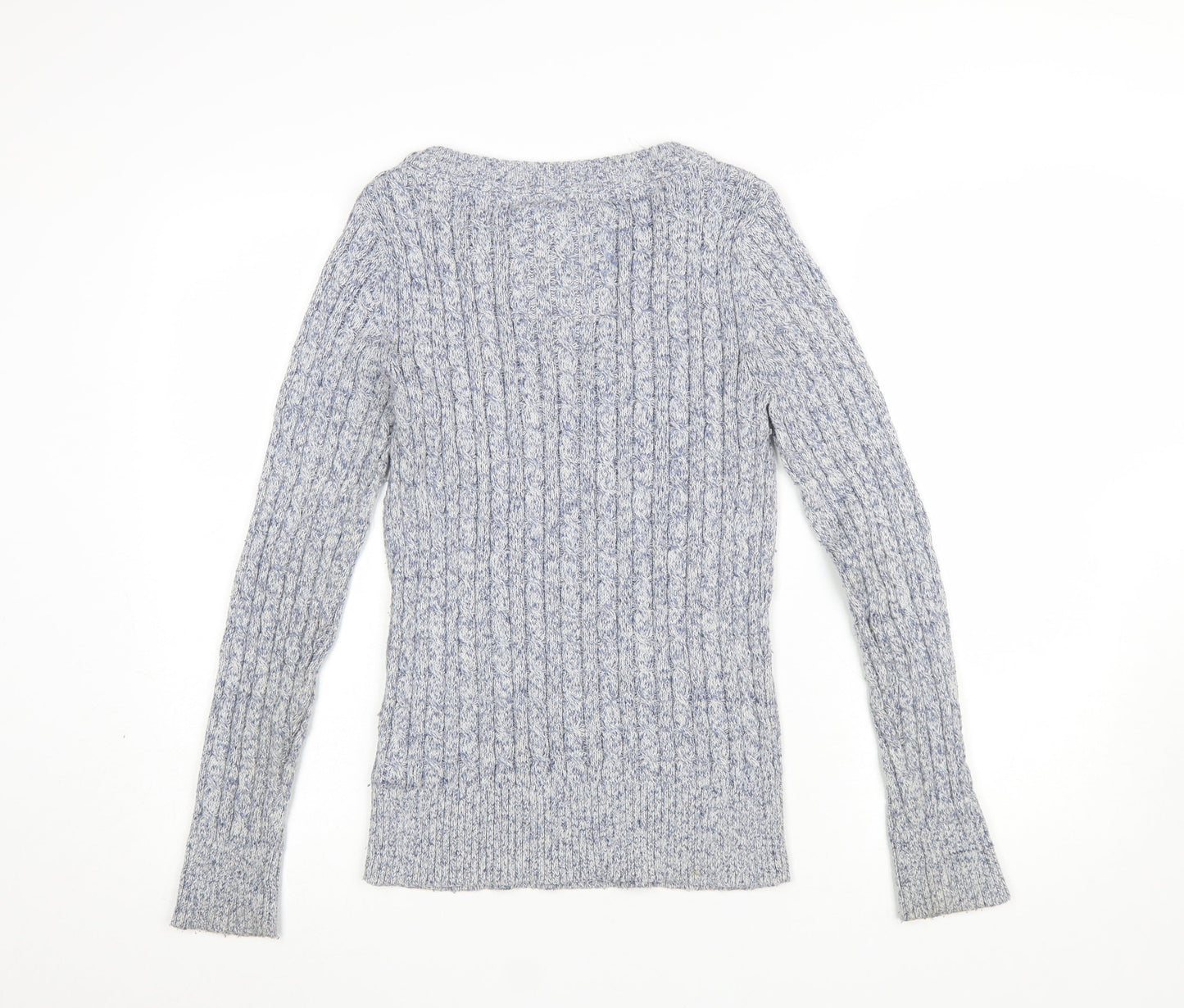 Superdry Women Grey Cable-Knit Crew Neck Jumper Medium