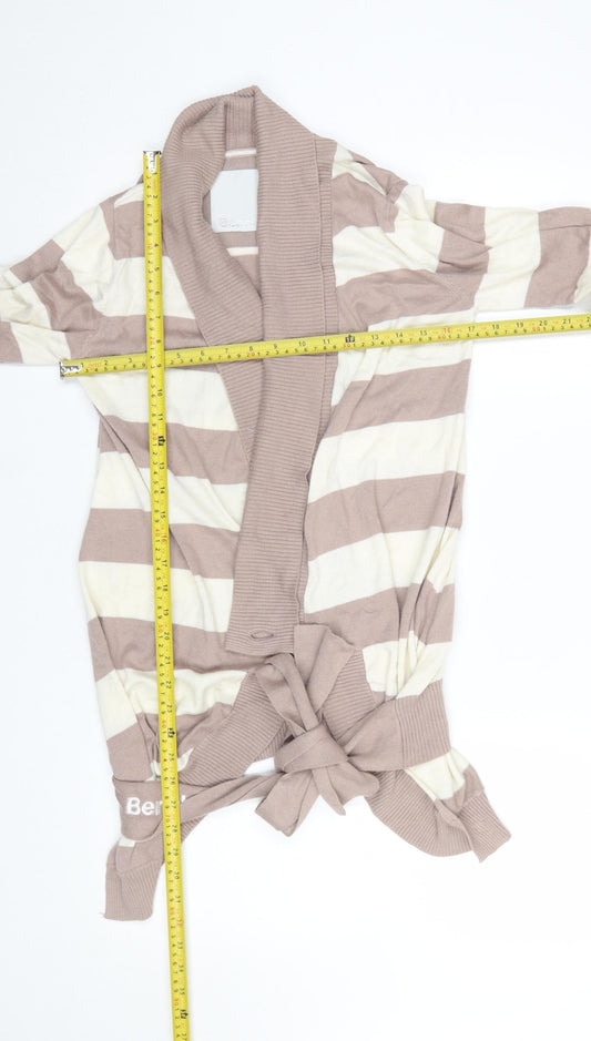 Bench Women’s Beige Stripe Belted Cardigan L Knitwear