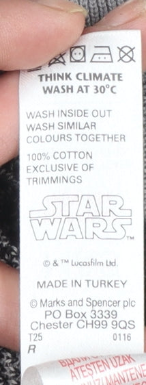 Marks and Spencer Boys Grey Star Wars Jumper 11-12 Years 100% Cotton