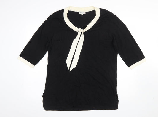 Pierre Cavallo Women Black Viscose Knit 3/4 Sleeve Pullover Jumper L