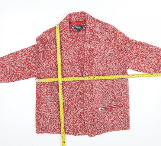 Maine New England Women Red Chunky Knit Zip Cardigan Size 16