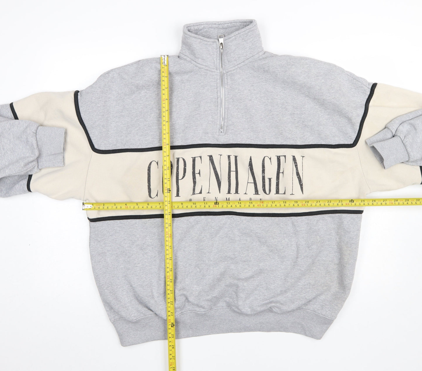 Bershka Women Grey Copenhagen 1/4 Zip Sweatshirt Size 12 Cotton Blend
