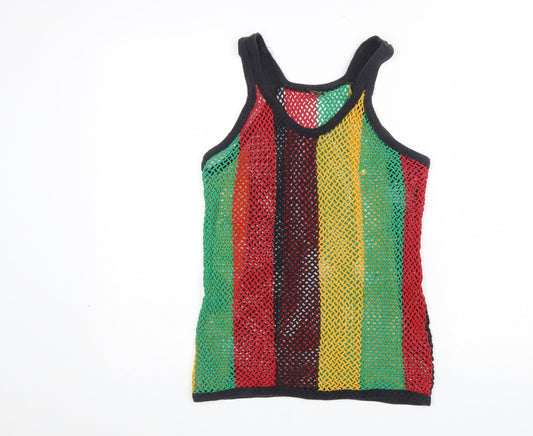 SPI Crystal Knit Wear Womens Multicoloured Striped Cotton Tank Top L