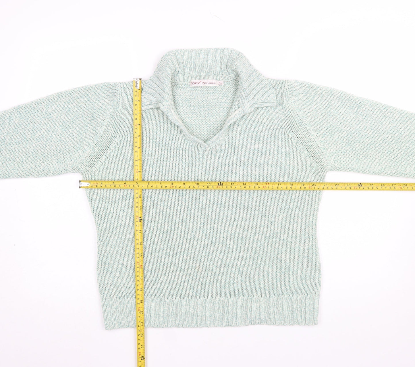 EWM Women’s Green Collared Knit Pullover Jumper Size M 14-16