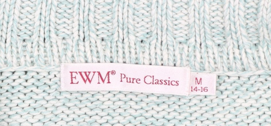 EWM Women’s Green Collared Knit Pullover Jumper Size M 14-16