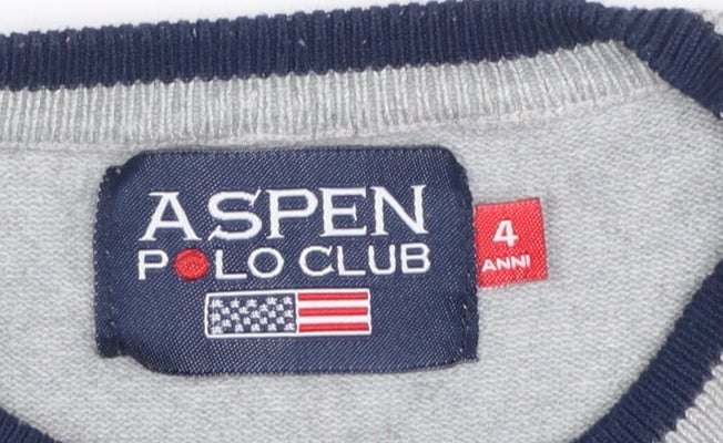Aspen Polo Club Boys Grey Pullover Jumper 4 Years American Flag Cotton
