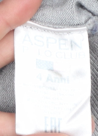 Aspen Polo Club Boys Grey Pullover Jumper 4 Years American Flag Cotton