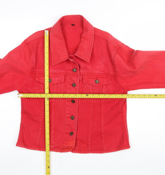 St. Bernard Women's Red Cotton Basic Denim Jacket Size 10