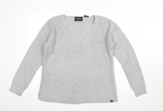 Superdry Women’s Grey V-Neck Sequin Knit Jumper Size 10