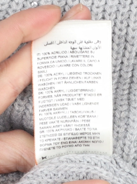 Superdry Women’s Grey V-Neck Sequin Knit Jumper Size 10