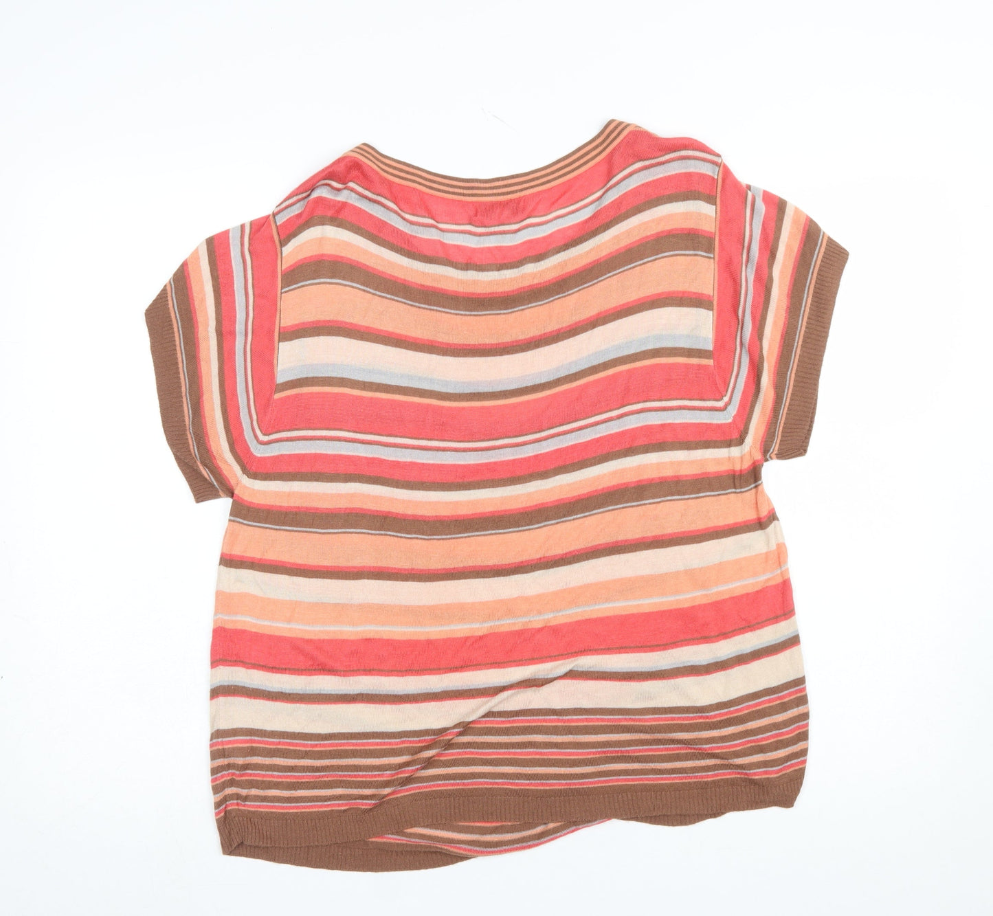 Next Women’s Multicoloured Striped Short Sleeve Viscose Jumper Size 14