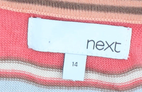 Next Women’s Multicoloured Striped Short Sleeve Viscose Jumper Size 14