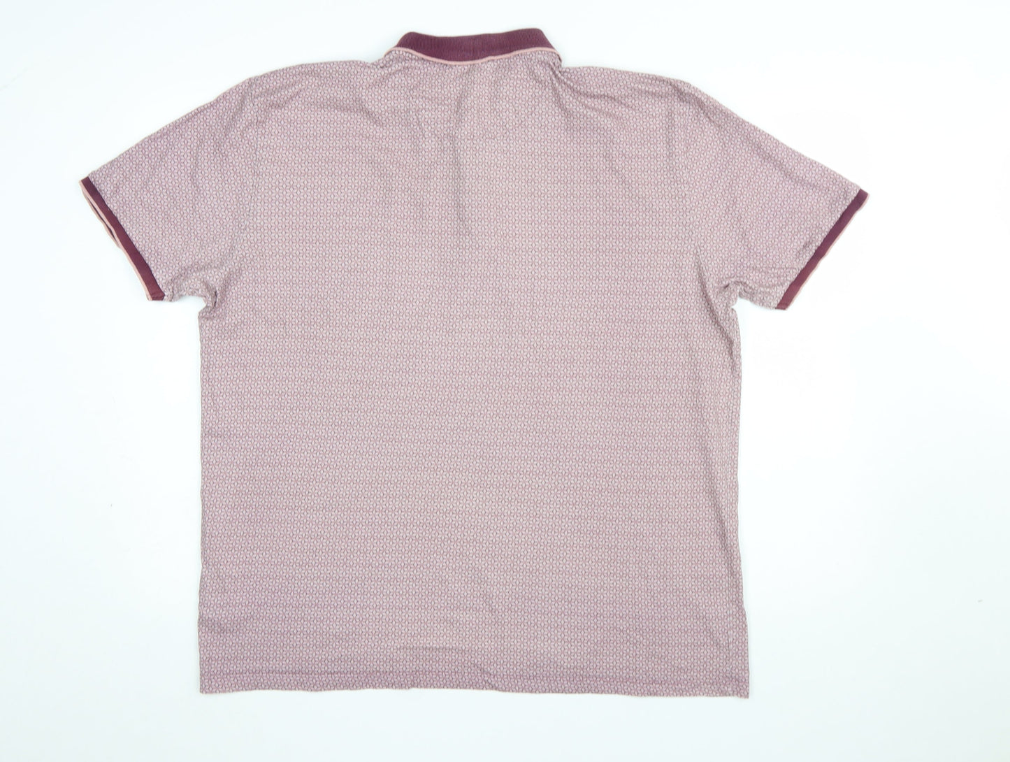 Next Men's Pink Geometric Cotton Polo Shirt XL