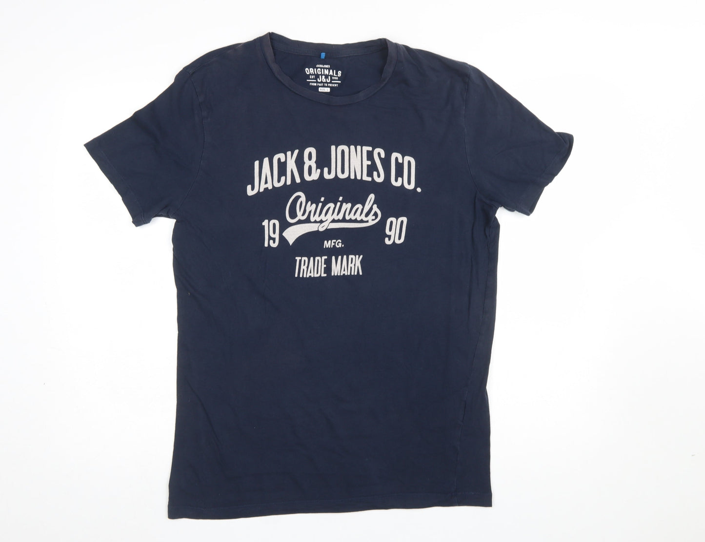 Jack & Jones Men’s Blue Graphic Print Cotton T-Shirt Size L