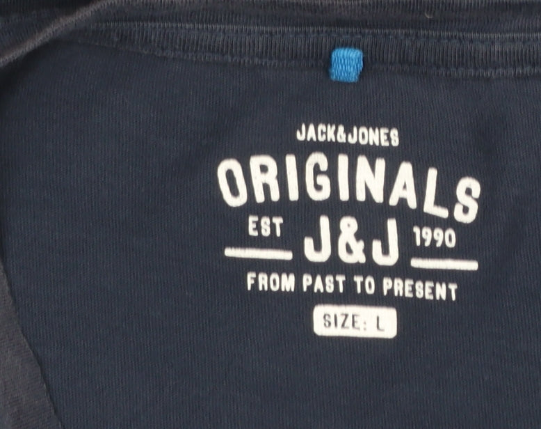 Jack & Jones Men’s Blue Graphic Print Cotton T-Shirt Size L