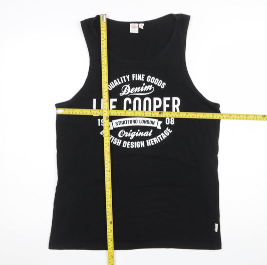 Lee Cooper Men Black Sleeveless Round Neck Graphic T-Shirt M