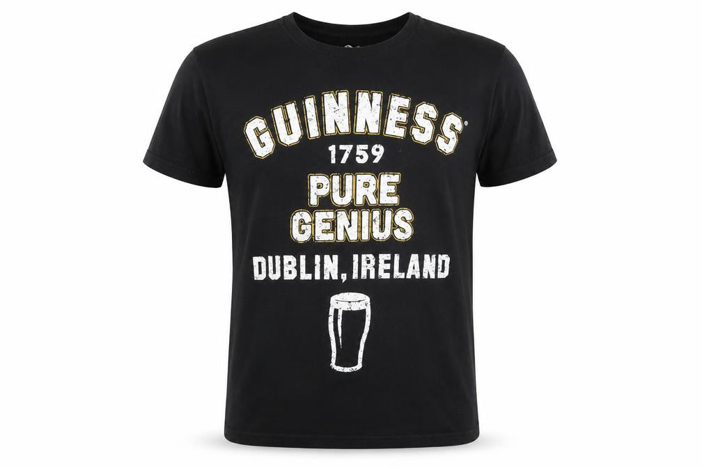 Guinness Men's Black Large Graphic Beer T-Shirt Cotton Short Sleeve