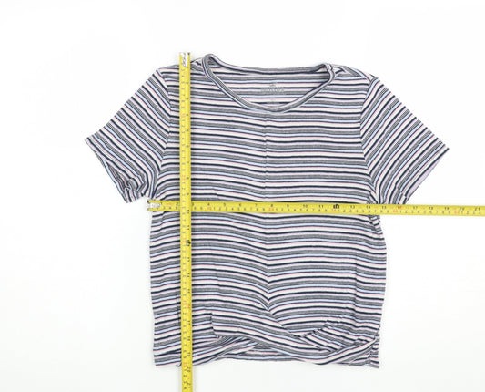 Hollister Women’s Multicoloured Striped Slim Fit Cotton T-Shirt S