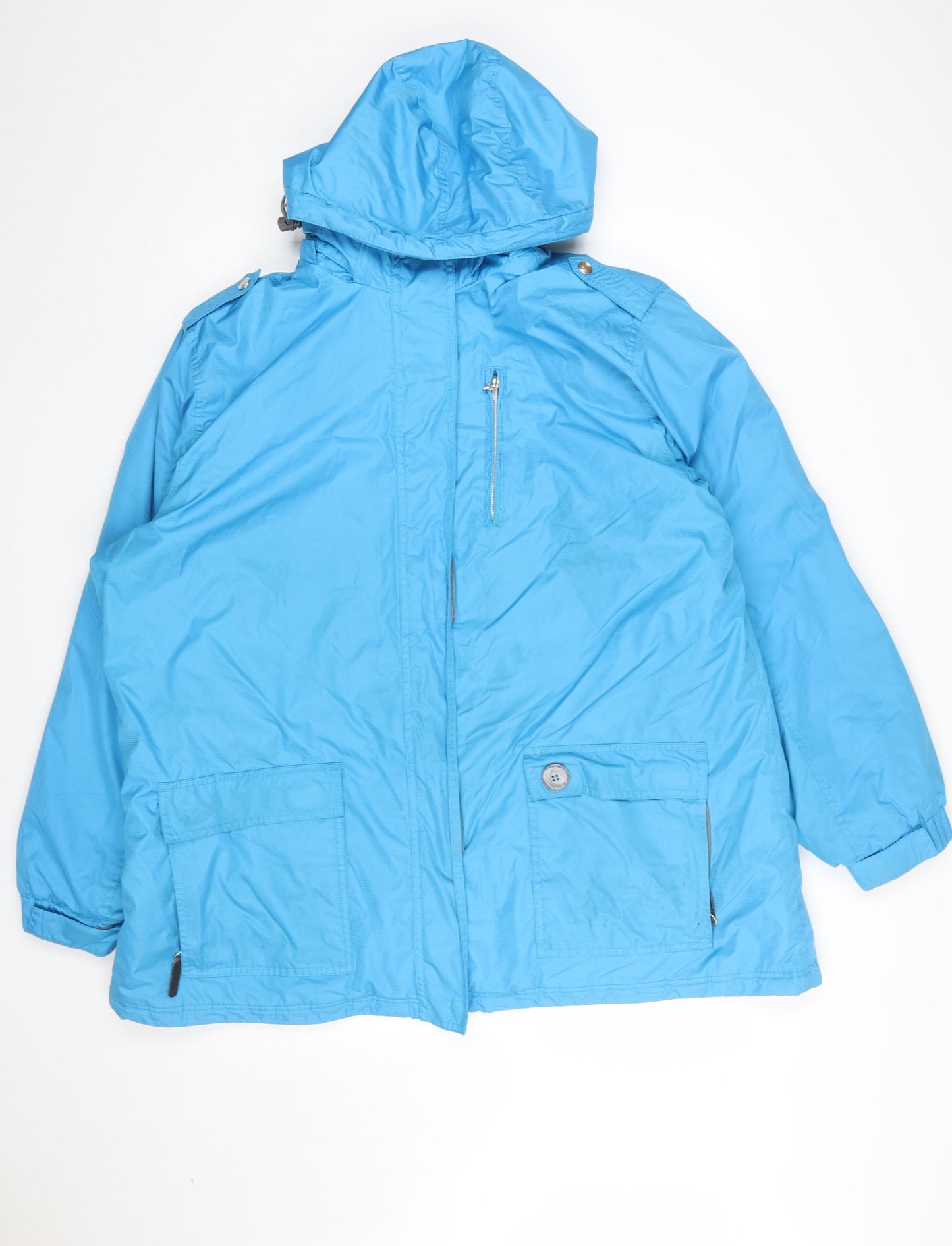 Sportek Women's Blue 2XL Hooded Parka Jacket Water Resistant Winter Coat