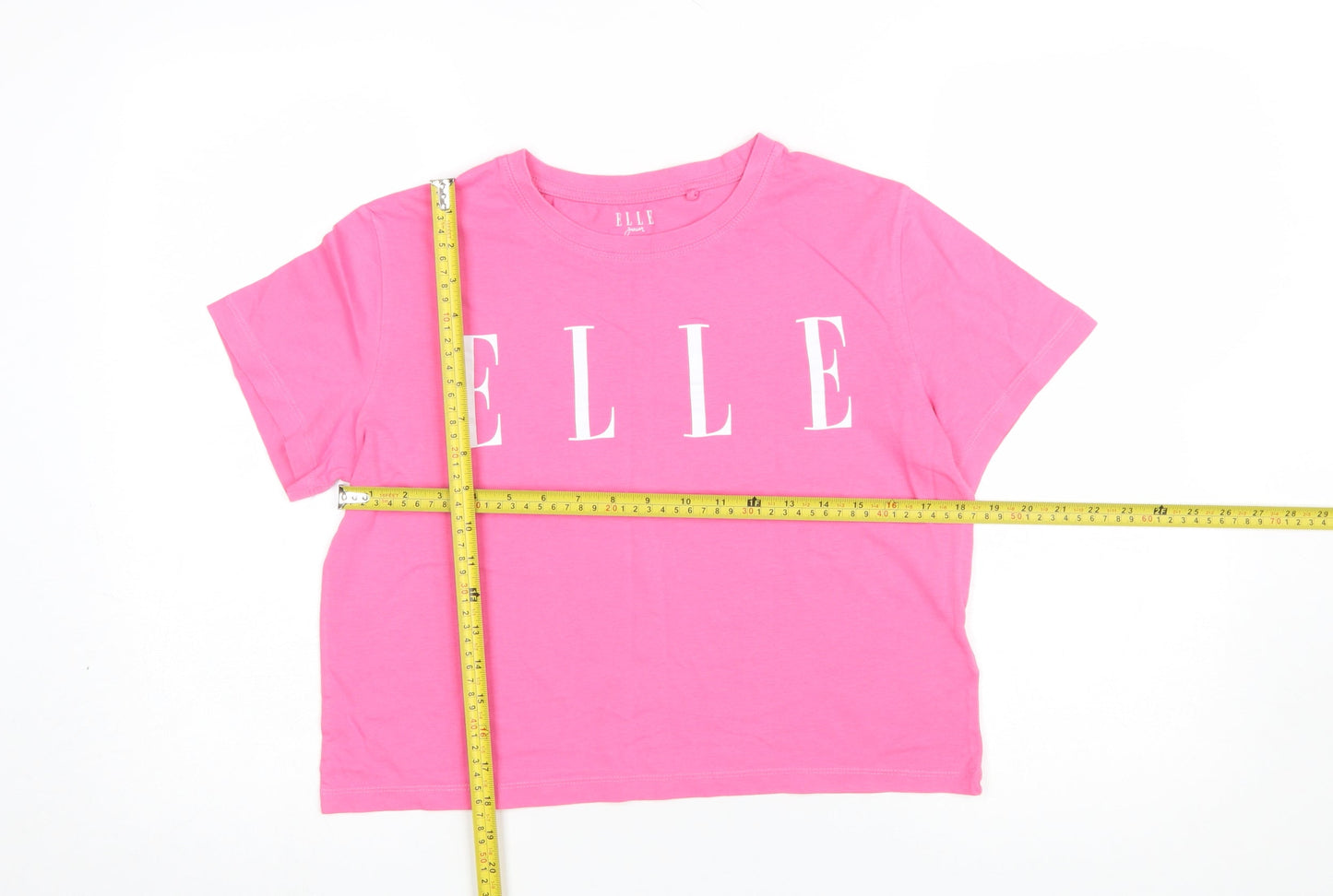 ELLE Girls Pink 14-15 Years Cotton Crew Neck Logo T-Shirt