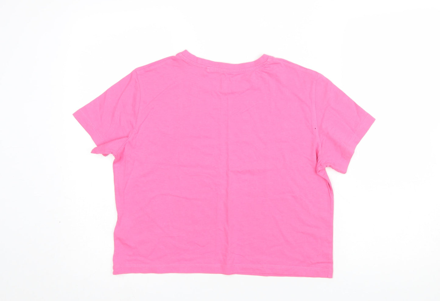 ELLE Girls Pink 14-15 Years Cotton Crew Neck Logo T-Shirt