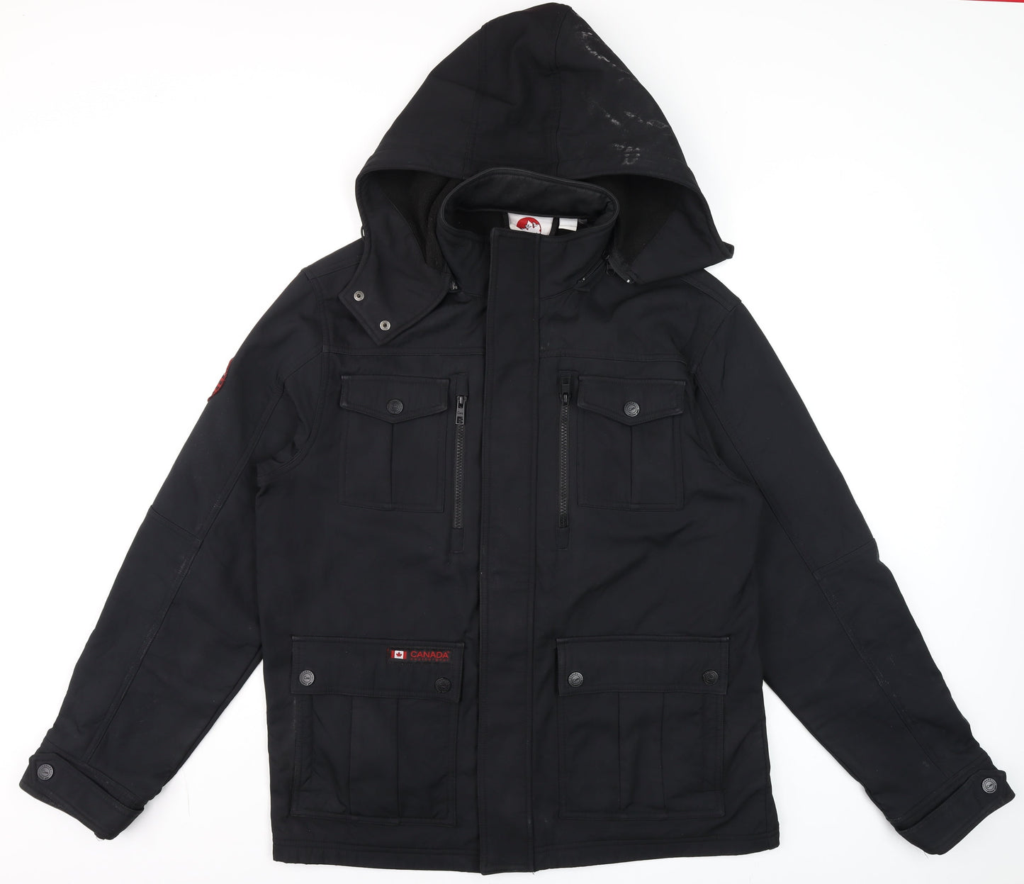 Canada Weathergear Men's Black L Parka Softshell Hooded Jacket