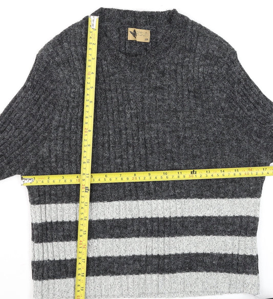 Katsumi Women's Grey Striped Knit Acrylic Pullover Jumper S