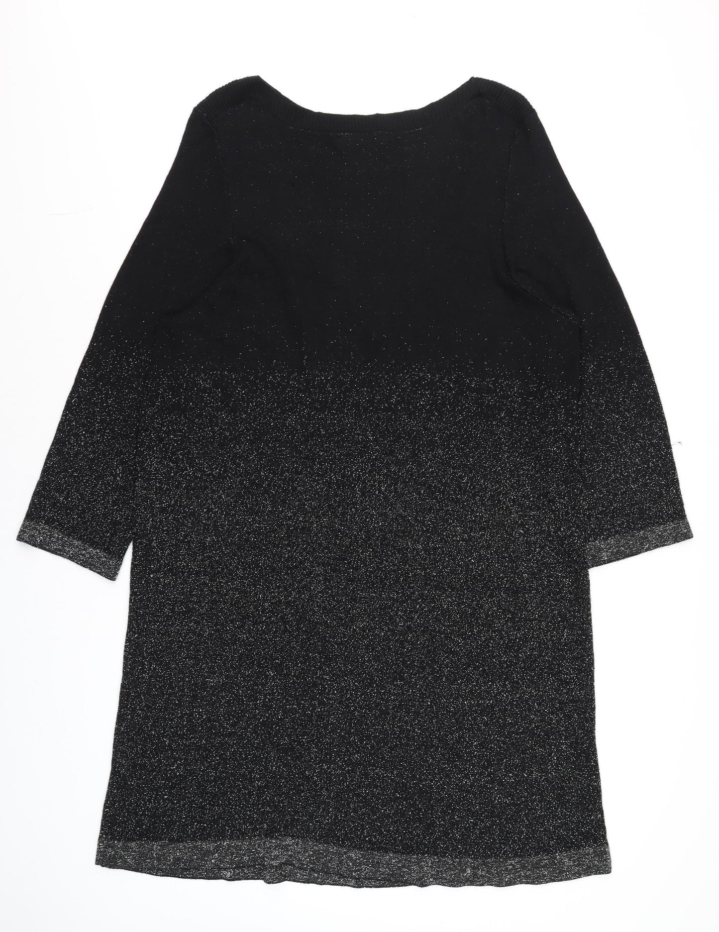 Evans Women’s Black Glitter Shift Dress Size 22/24 Plus 3/4 Sleeve