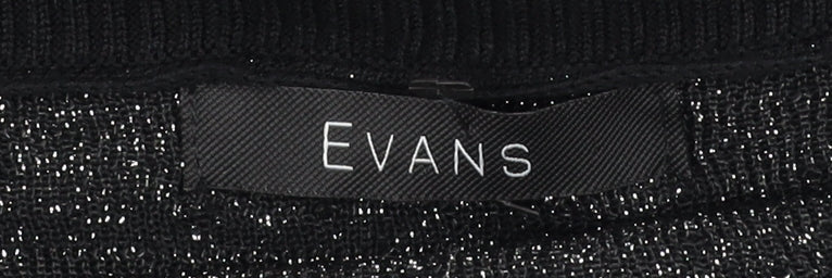 Evans Women’s Black Glitter Shift Dress Size 22/24 Plus 3/4 Sleeve