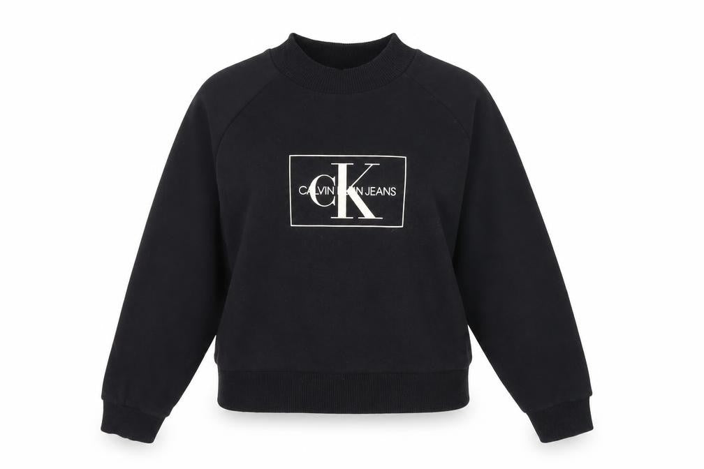 Calvin Klein Jeans Women's Black Small Logo Crew Neck Sweatshirt