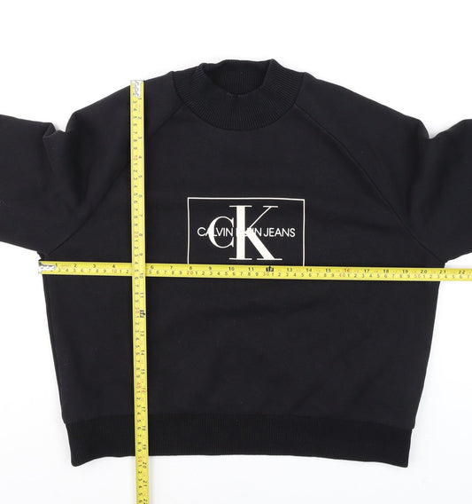 Calvin Klein Jeans Women's Black Small Logo Crew Neck Sweatshirt