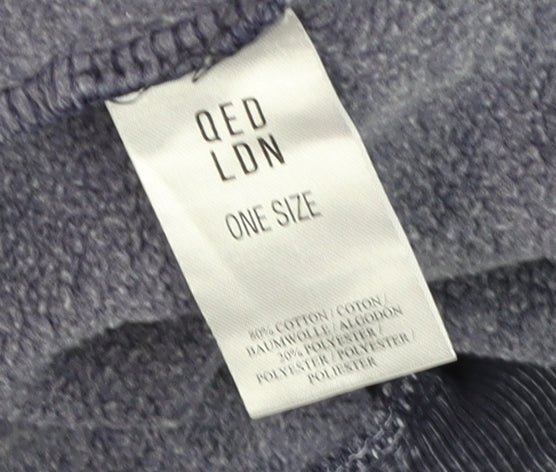 QED London Unisex Blue Pullover Hoodie One Size Fleece Relaxed Fit