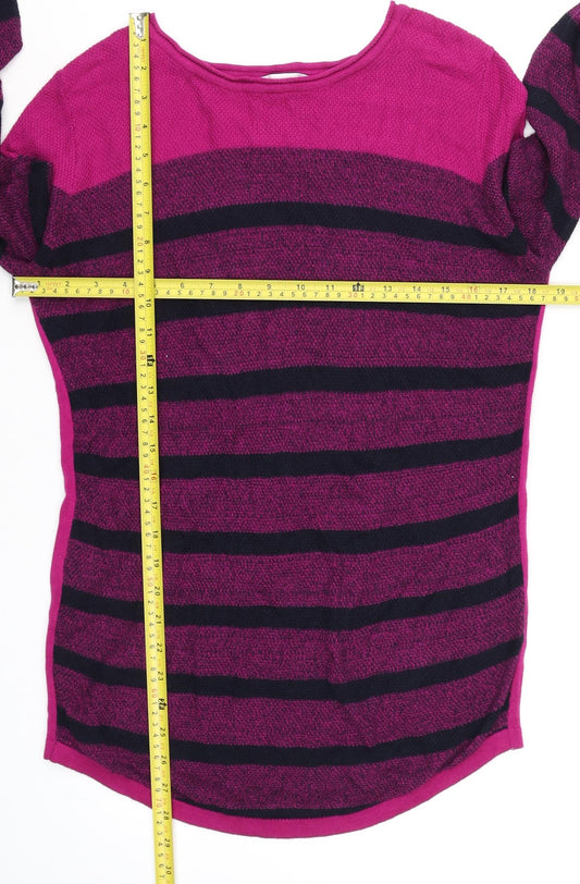 Lakeland Women's Pink Striped Crew Neck Long Sleeve Knit Top Size M
