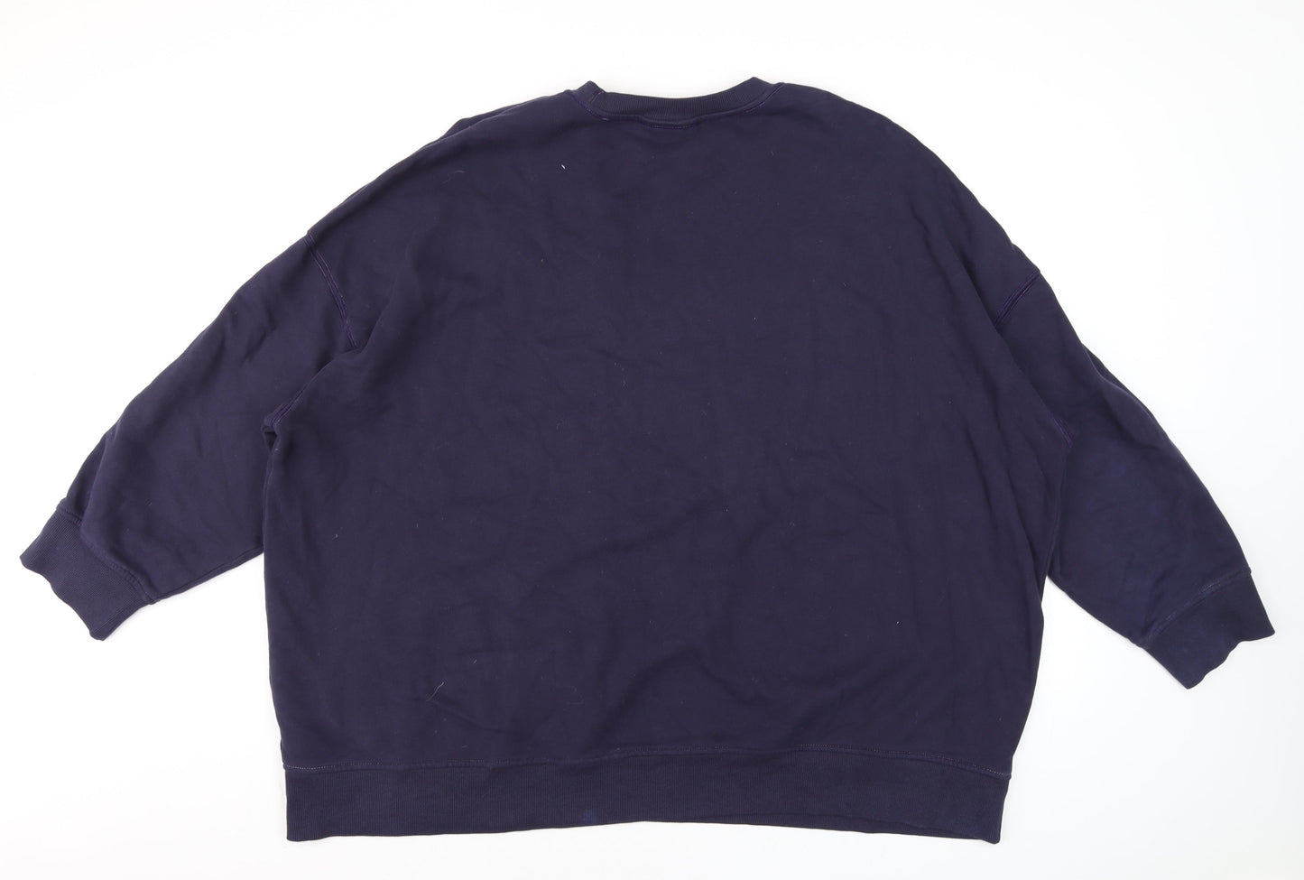 Monki Unisex Blue XL Cotton Crew Neck Pullover Sweatshirt