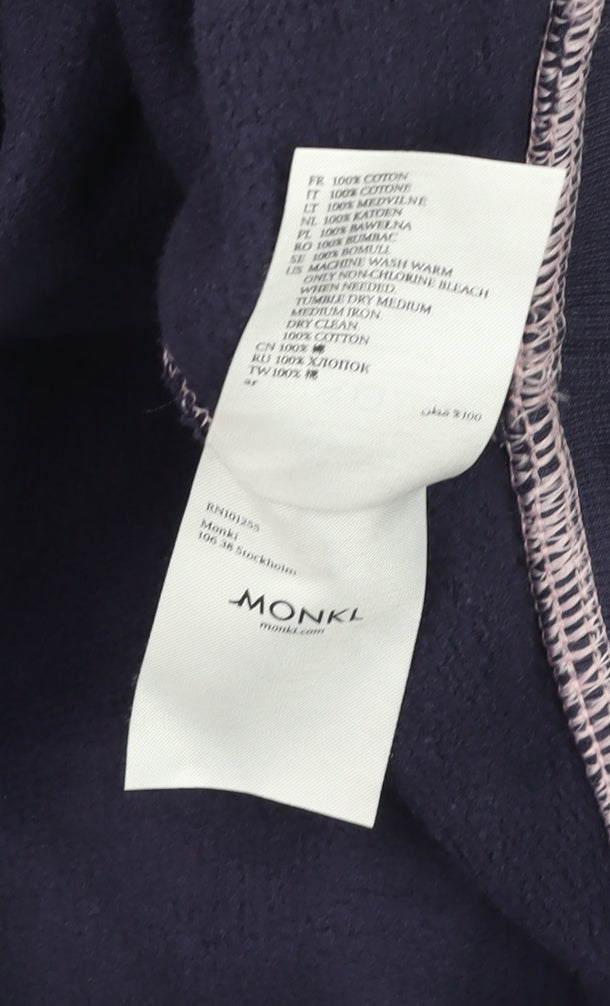 Monki Unisex Blue XL Cotton Crew Neck Pullover Sweatshirt