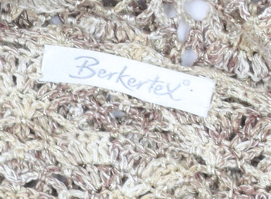 Berkertex Women Beige Crochet Cropped Blouse Size 14