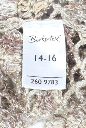 Berkertex Women Beige Crochet Cropped Blouse Size 14